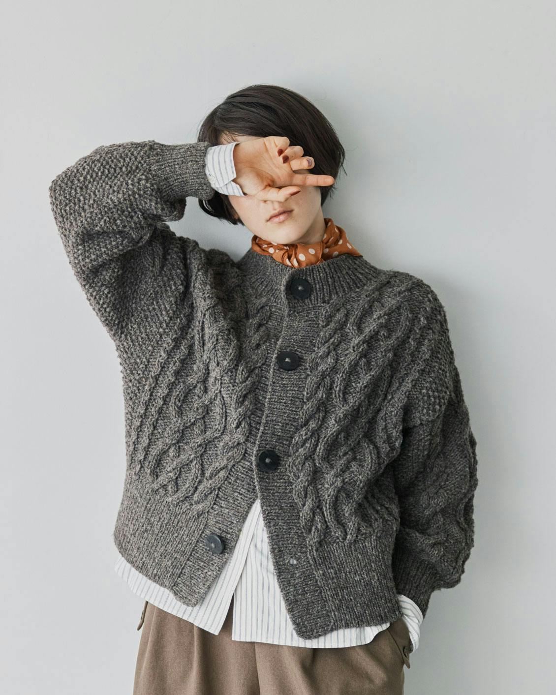 fanaka / ペルーニットカーディガン（杢ブラウン）の商品写真