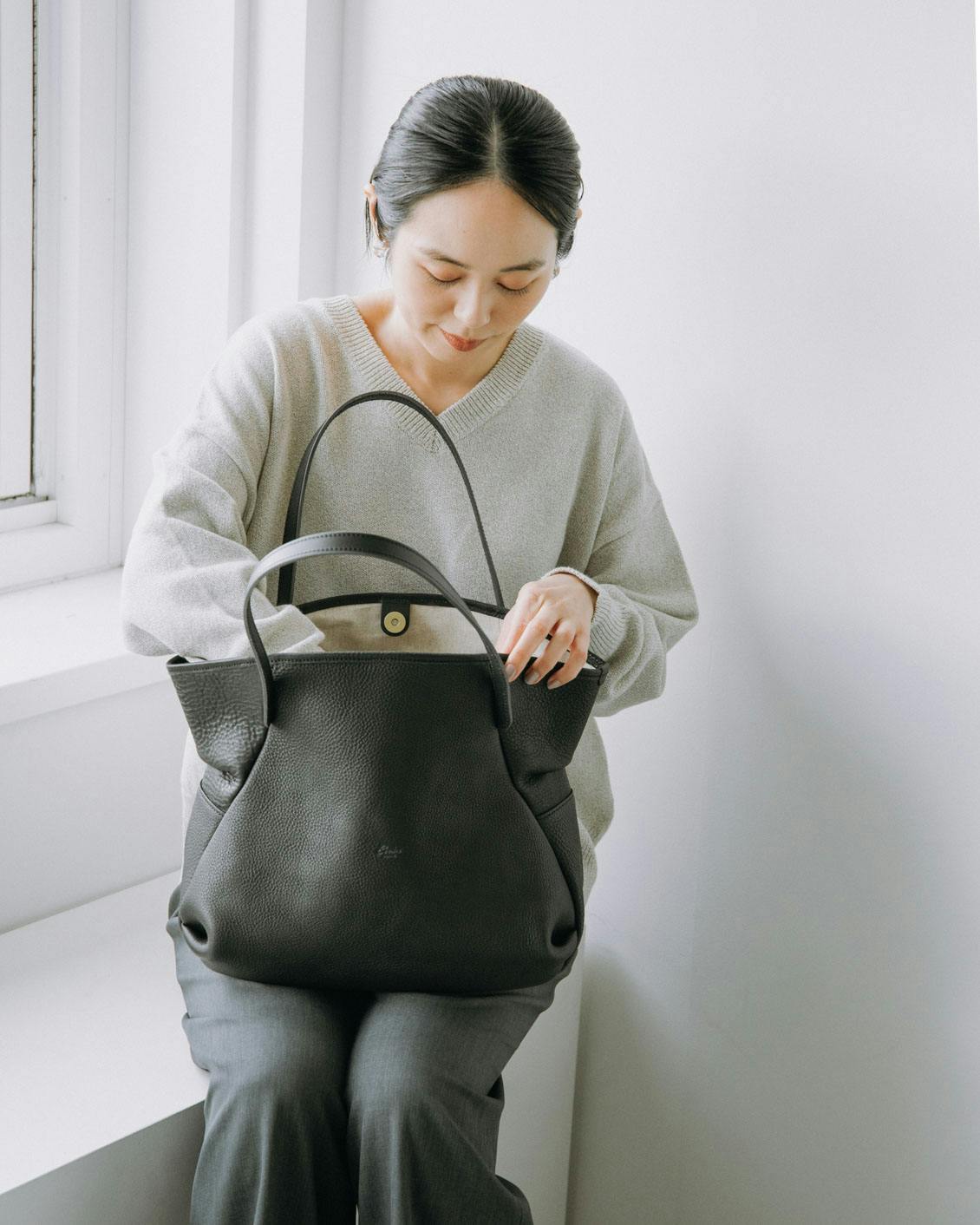 Ense / アンサ / レザートートバッグ（ブラック） - 北欧、暮らしの道具店