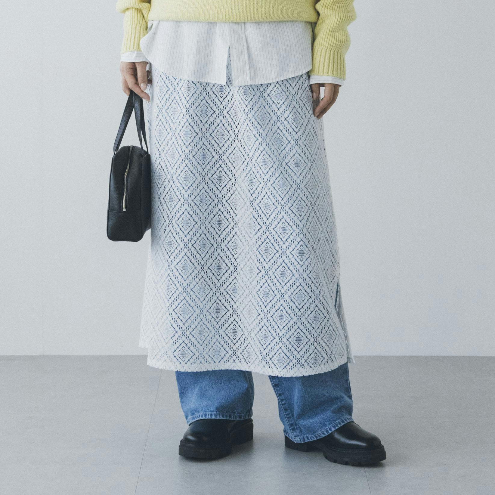 大人のためのレースのレイヤードスカート / ホワイトの商品写真