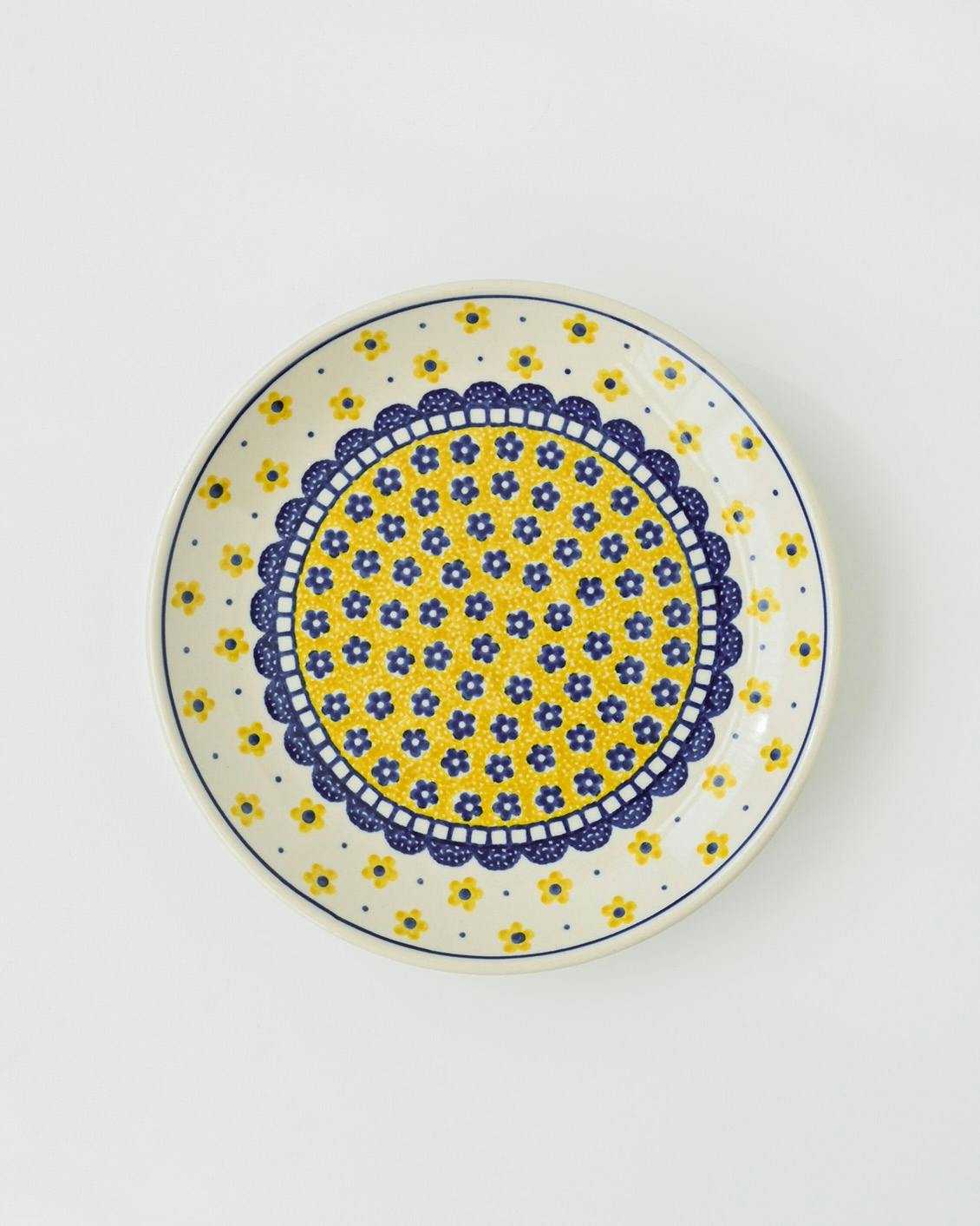Polish Pottery / ポーリッシュポタリー / 20cmプレート / ホワイト×イエローの商品写真