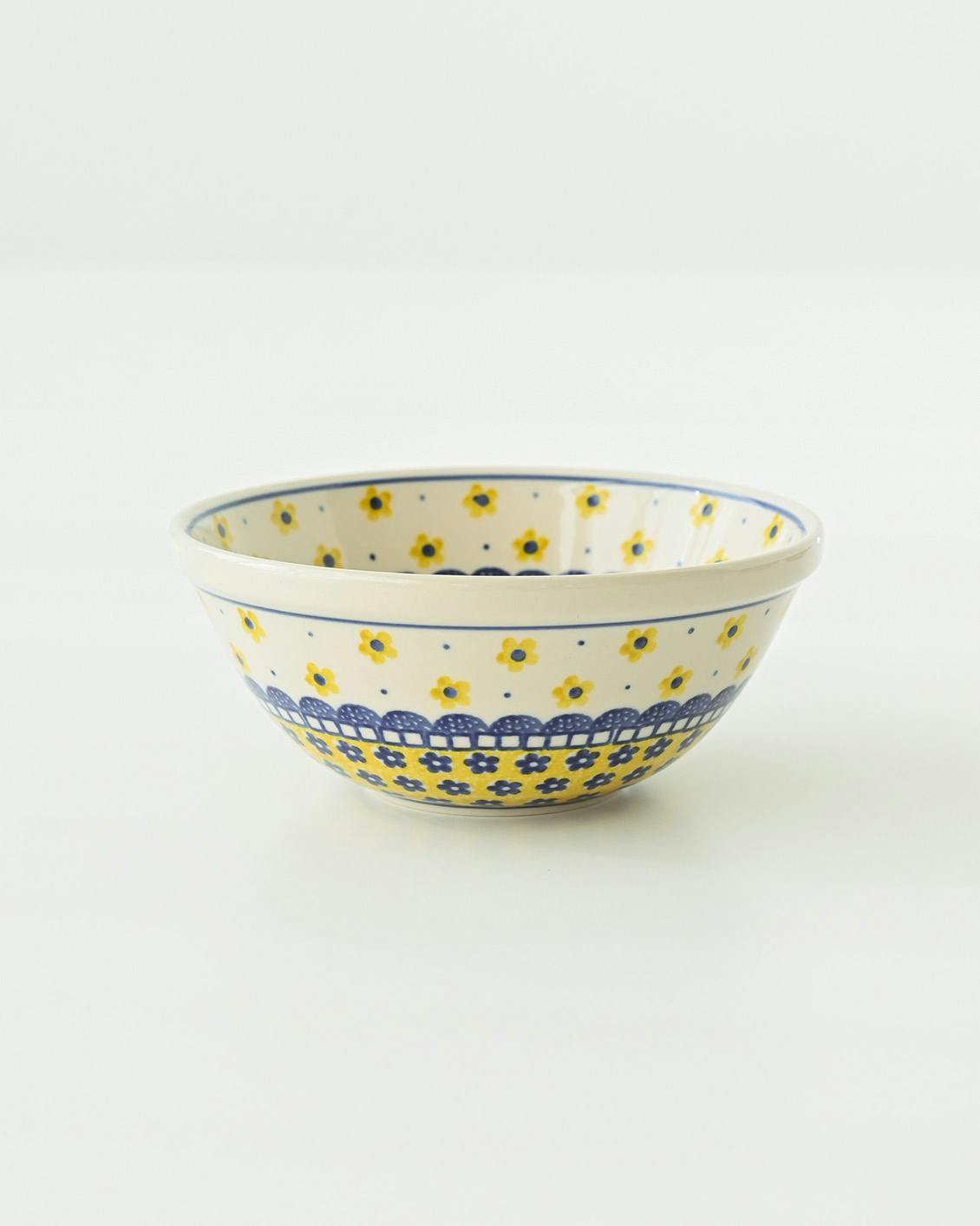 Polish Pottery / ポーリッシュポタリー / どんぶり（ボウル17cm）/ ホワイト×イエローの商品写真