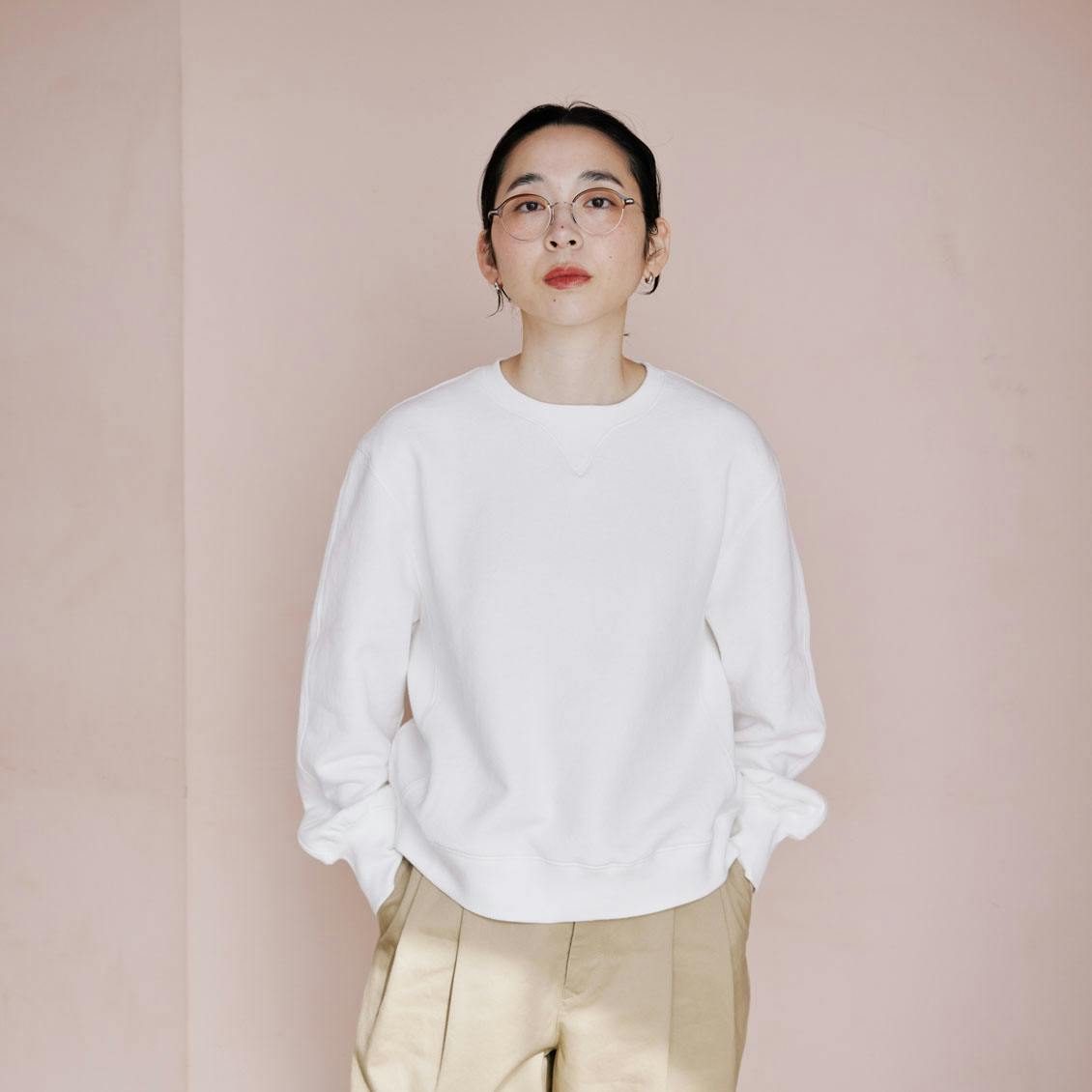 ふんわり素材のかろやか定番スウェット / ホワイト / Sサイズの商品写真