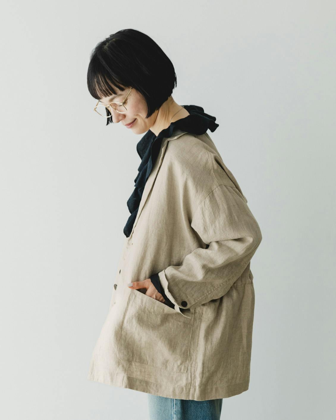 ラフに、カーデ感覚」フレンチリネンのテーラードジャケット / かぐれ