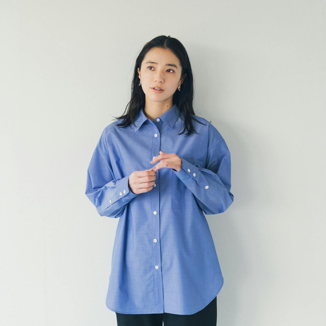 「ノーアイロンで、そのままキレイ」UVカットもできるオーバーシャツ / ブルー / Sサイズの商品写真