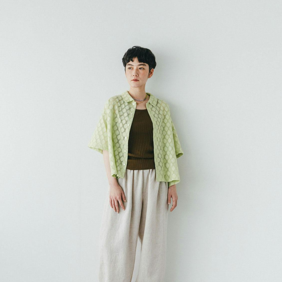 【次回4月ごろ入荷予定】INDIA INDUSTRY レースシャツ（ライム）の商品写真