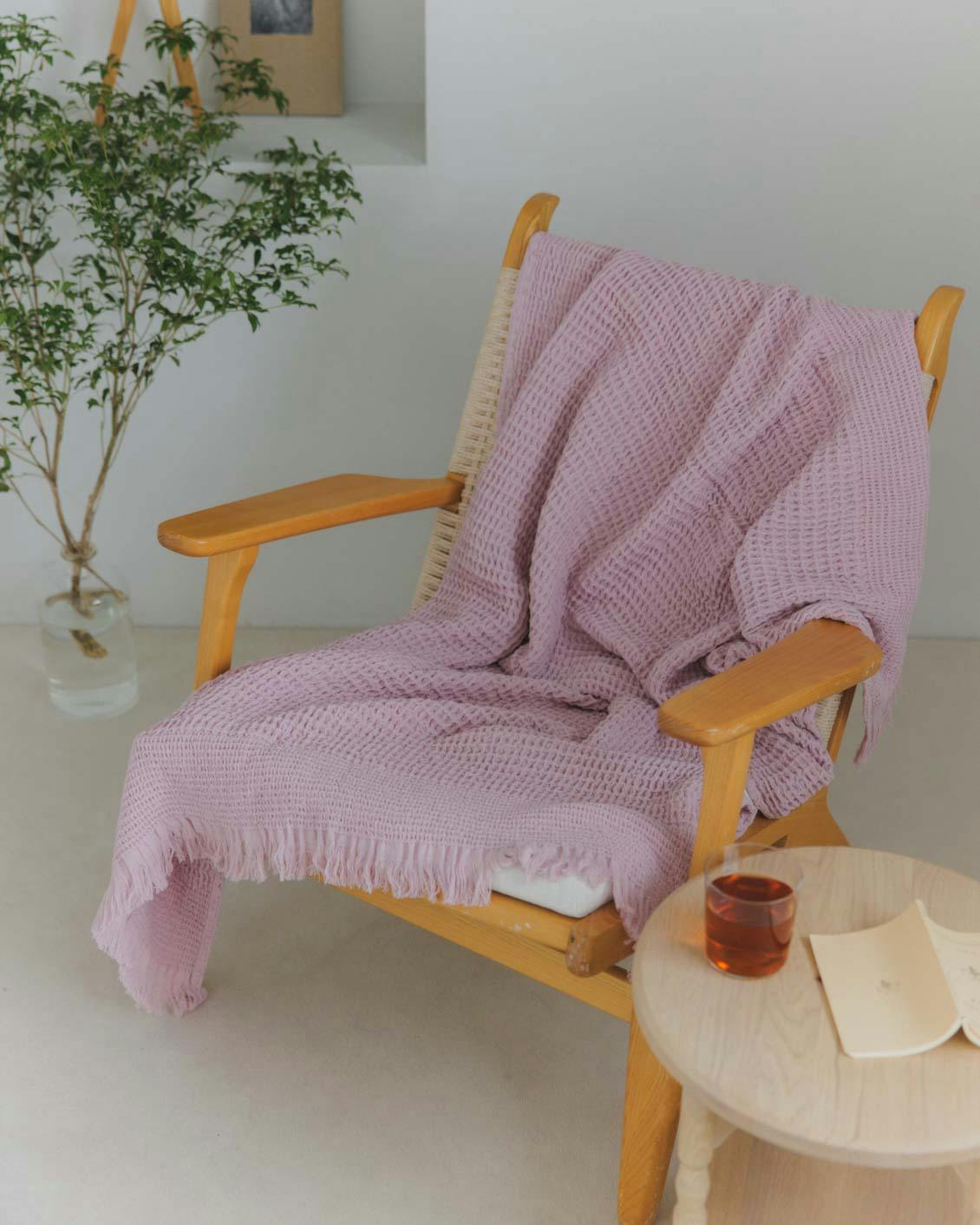 ワッフルマルチケット / スモーキーピンク / 100×140cmの商品写真