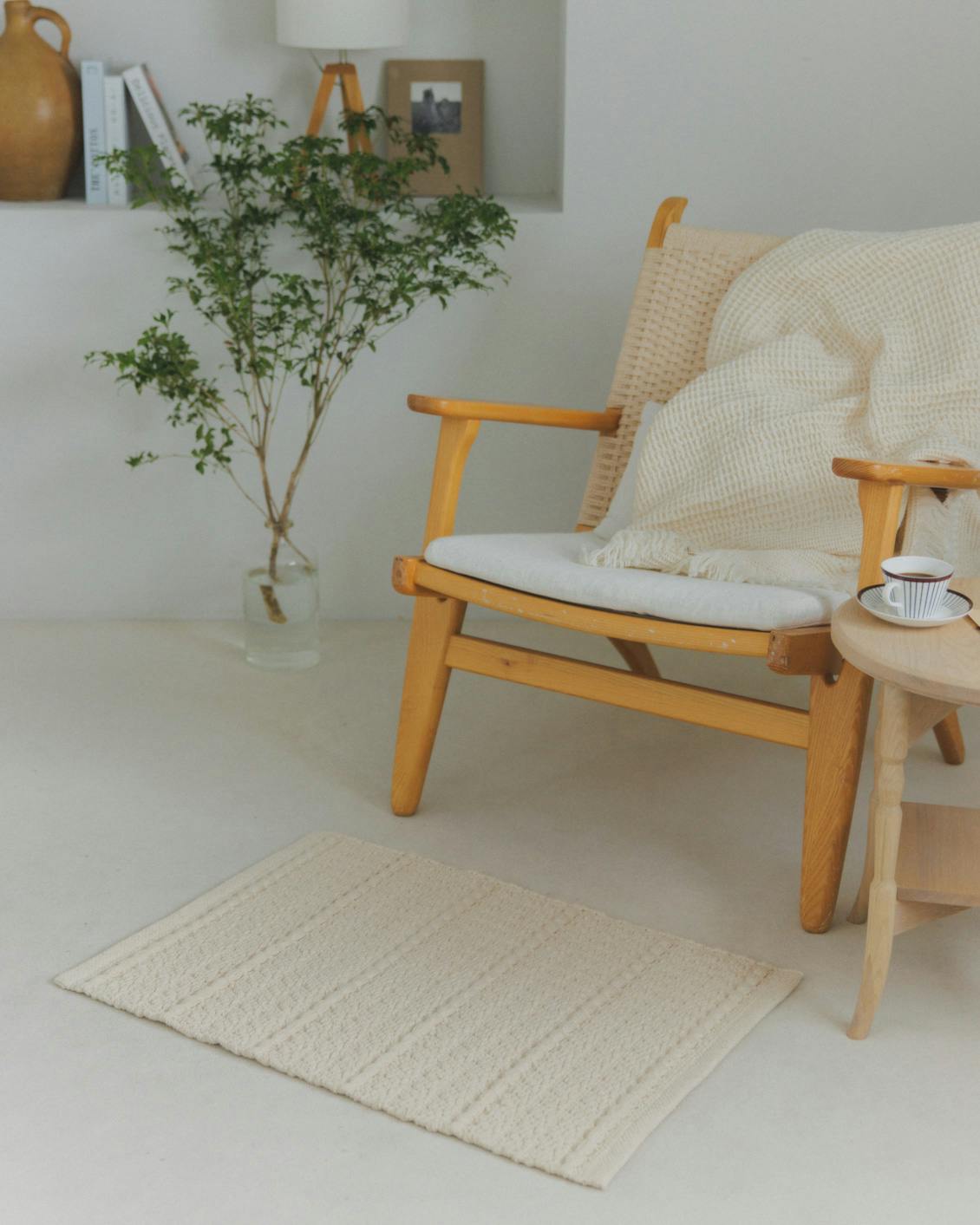 「部屋に、ひとさじアクセント」コットンの手織りラグ / Sサイズ（50×70cm） / ナチュラルの商品写真