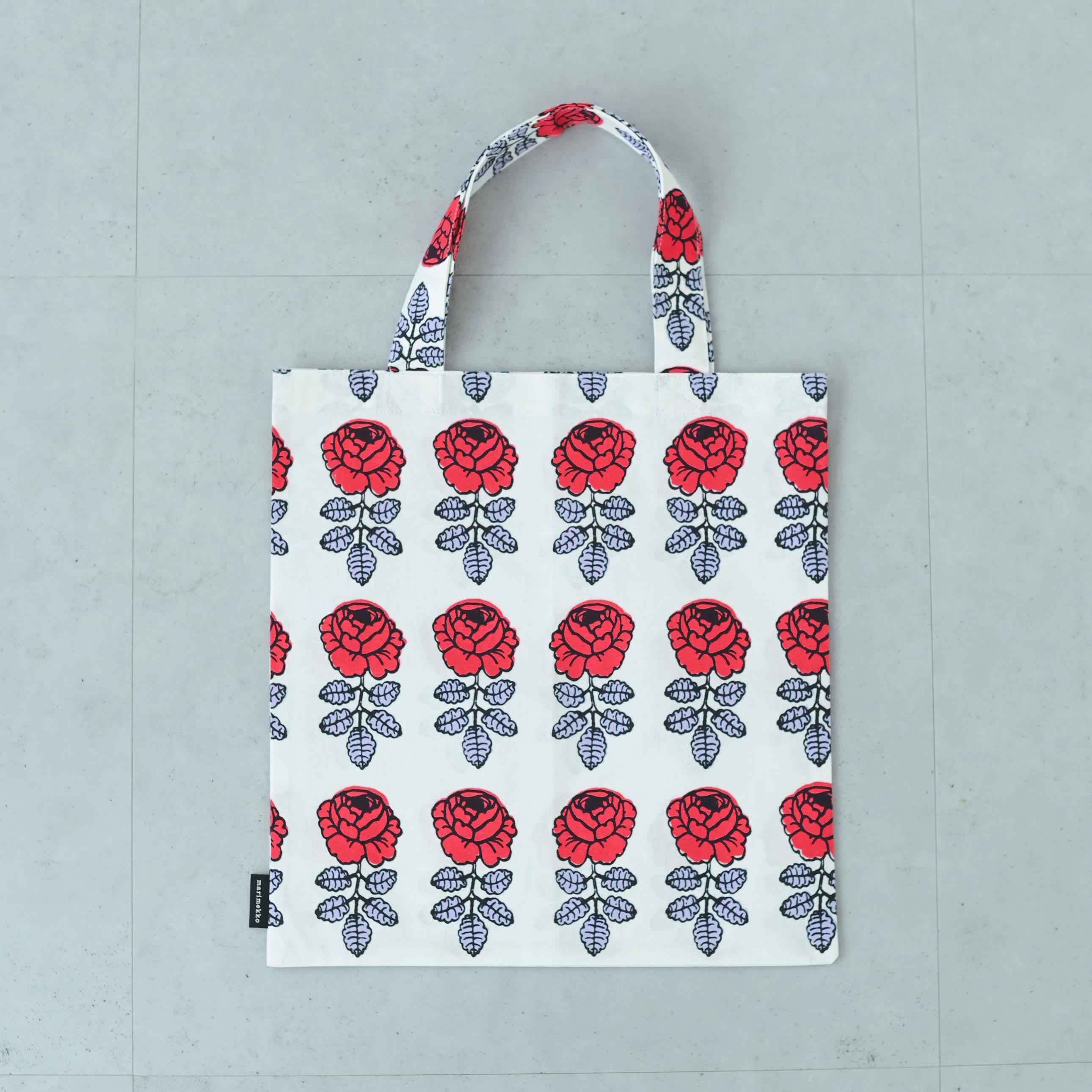 【アジア限定】Marimekko / マリメッコ / Vihkiruusu / トートバッグ（レッド×ライラック）の商品写真